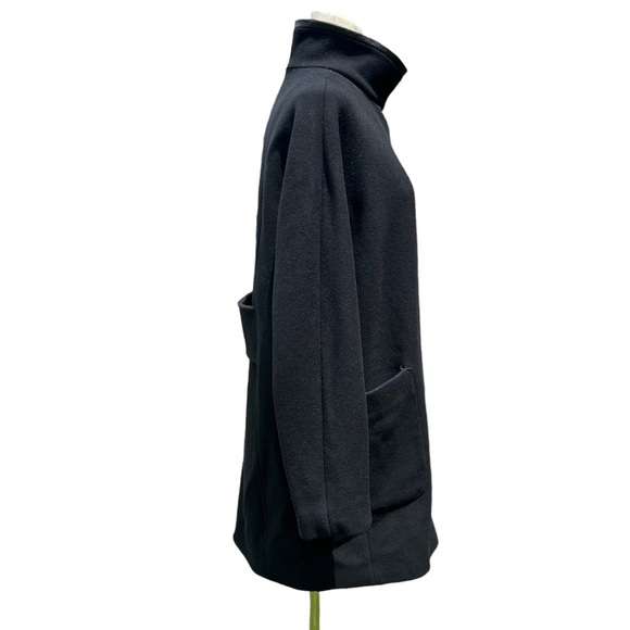 Madewell Zip Front Long Sleeve Wool Blend Vegan Leather Trim Coat - Picture 6 of 13